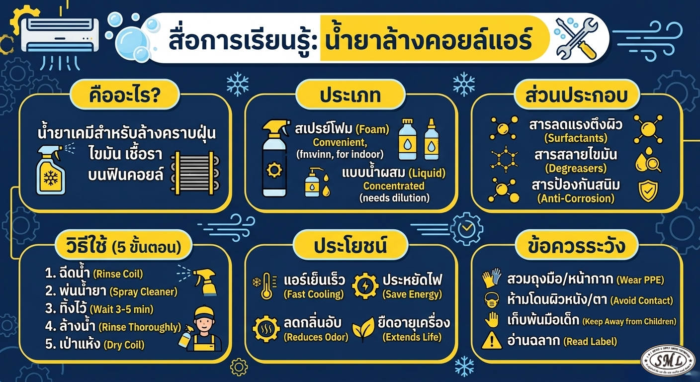 น้ำยาล้างคอยล์แอร์ วิธีใช้และประเภท โดย SML Service